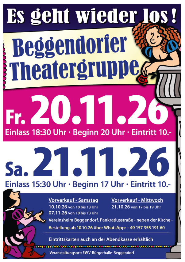 Theatergruppe Beggendorf: Auftritte am 20. und 21.11.